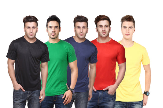 Ketex Polyester Dri-Fit Half Sleeves Round Neck T-Shirt ( Pack of 4 )